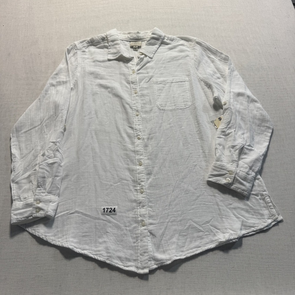 St. John's Bay Button Down Shirt Womens XL White New With Tags